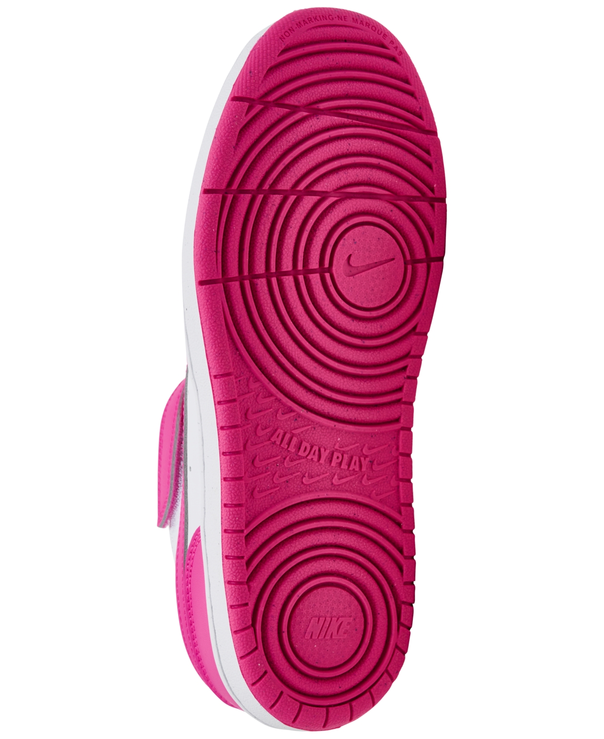 Nike Little Girls Court Borough Low Recraft Fastening Strap Casual Sneakers From Finish Line In White,laser Fuchsia
