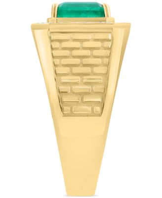 EFFY&reg; Men's Emerald (1-1/6 ct. tw.) & Diamond (1/3 ct. t.w.) Brick Texture Ring in 14k Gold