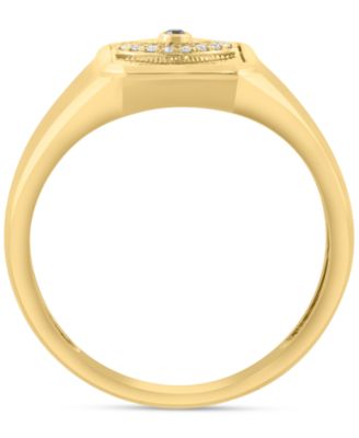 EFFY&reg; Men's Black & White Diamond Evil Eye Sunray Ring (1/20 ct. t.w.) in 14k Gold