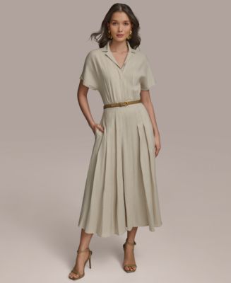 【Donna Karan New York】Belted Linen Shirt Dress Donna Karan New York Women's Belted Linen Shirt Dress - Macy's