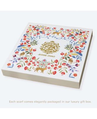 Double Sided Wool Silk Scarf Of Pink Garden