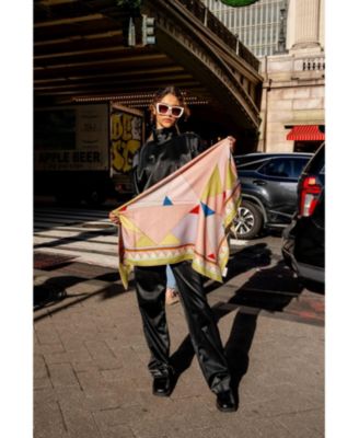 Double Sided Wool Silk Triangle Scarf Of Color Recombination