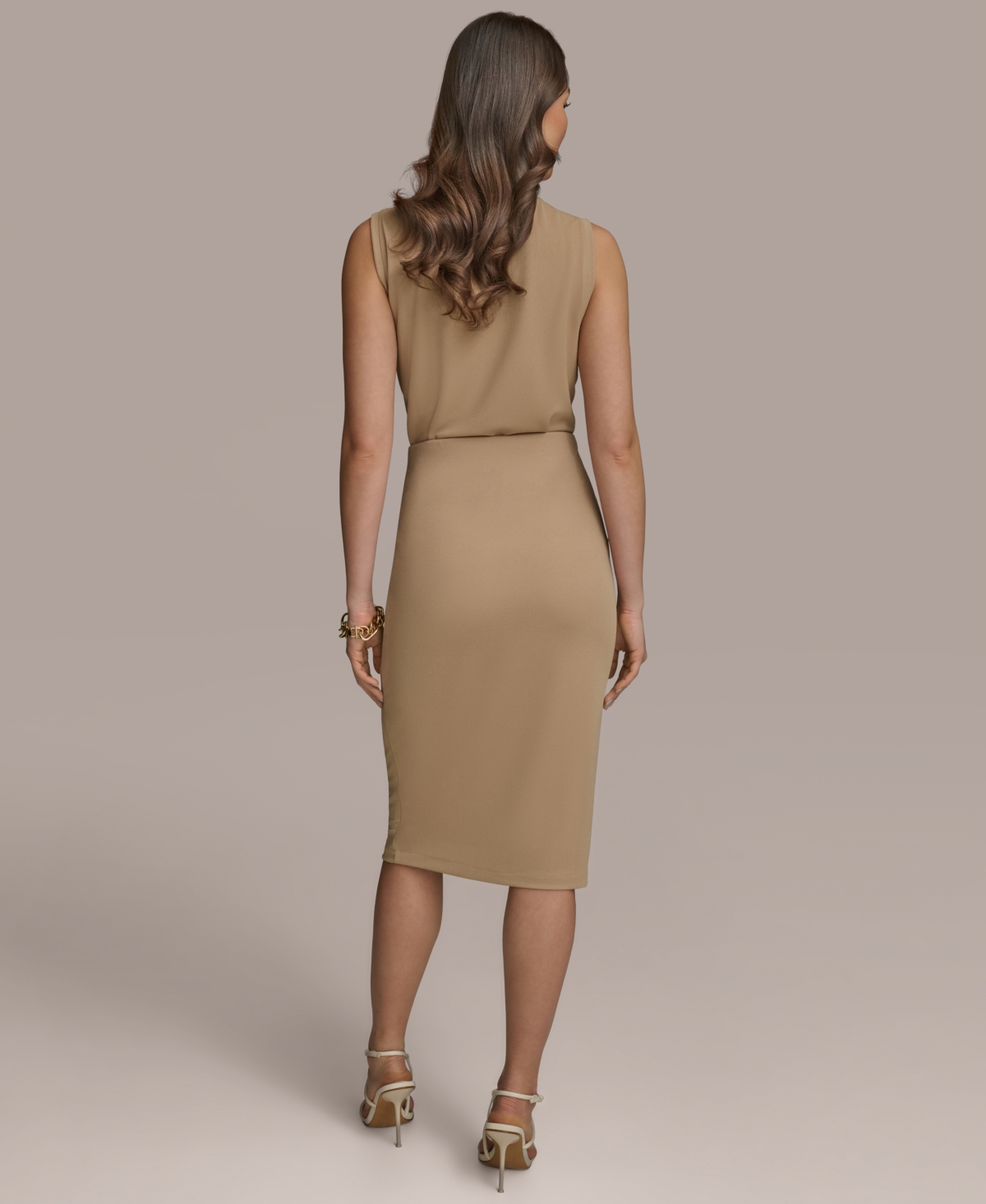 Donna Karan Women's Brushstroke-print Pencil Skirt In Hazelnut,gold