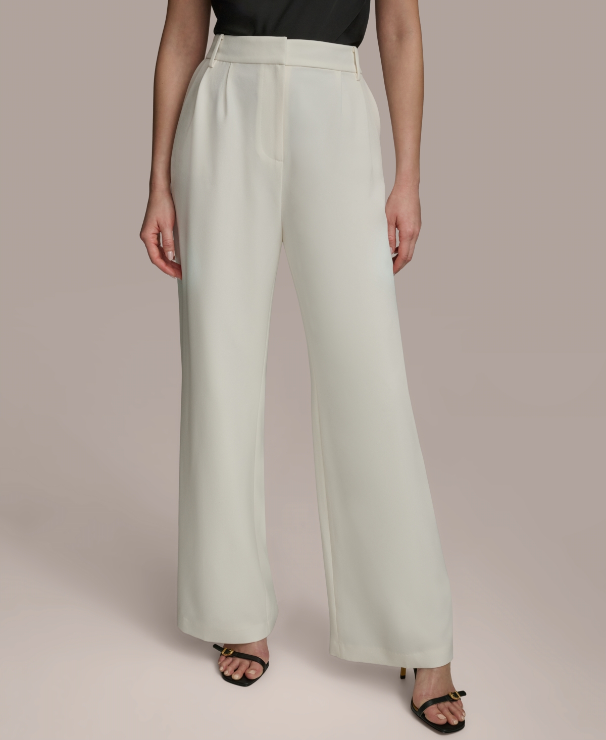 Women's Pleated Wide-Leg Pants - Cream
