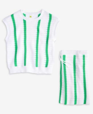 Epic Threads Big Girls Striped Crochet Knit Top, Exclusively At Macy's