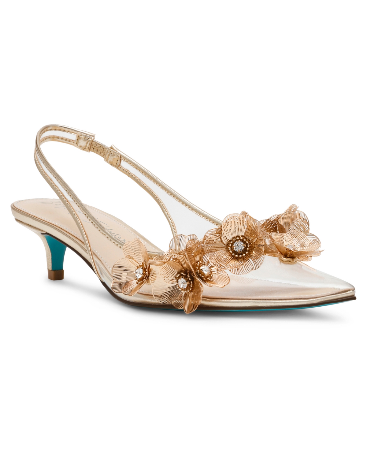 BETSEY JOHNSON WOMEN'S ROBIN FLORAL ORNAMENTED SLINGBACK PUMPS 