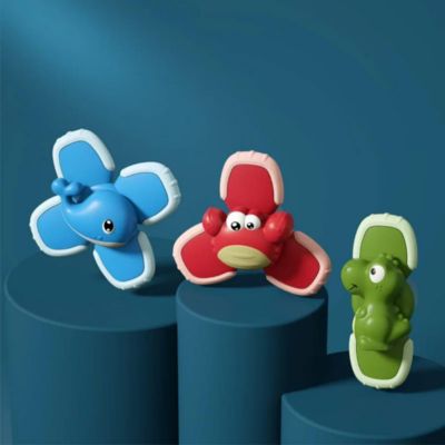 Toddler Cartoon Suction Cup Spinner Toys for Toddlers, 3 PC Sensory Fidget Spinners, Bath Toys 1-3, Interactive, Engaging Fidget Toys