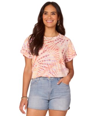 Democracy - Petite Printed Short-Sleeve Scoop-Neck T-Shirt