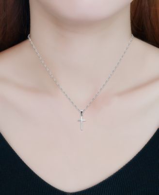 Cross Pendant Necklace in 18k Gold-Plated Sterling Silver (also in Sterling Silver), 16" + 2" extender, Exclusively at Macy's