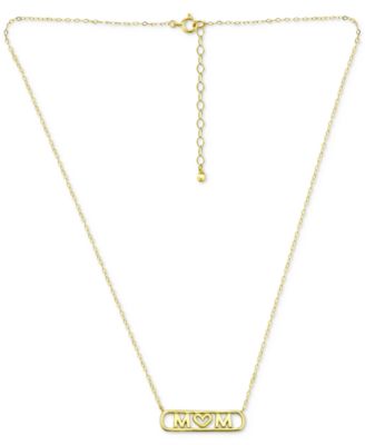 MOM Heart Pendant Necklace in 18k Gold-Plated Sterling Silver (also in Sterling Silver), 16" + 2" extender, Exclusively at Macy's 