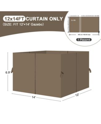 12' x 14' Gazebo Curtain Set Protecting Privacy Side Walls 4 Panels,Curtain Only