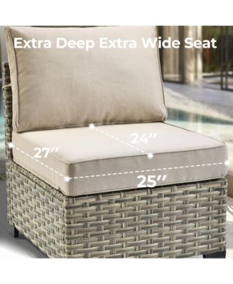 Outdoor Patio Furniture Set,6 Pieces Rattan Sectional Patio Furniture Set,Outside Coversation Set with Extra Deep Outdoor Sofa Couch and Solar Coffee Table for Porch Balcony Backyard Deck Poolside