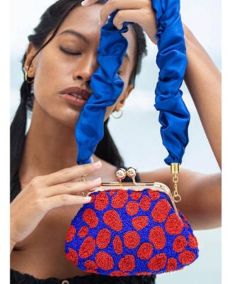 MANDY Arnoldi Hand-beaded Clutch Bag In Red & Blue