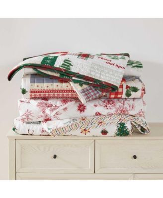 Festive Holiday Reversible Microfiber Quilt Set with Shams