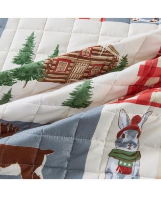 Festive Holiday Reversible Microfiber Quilt Set with Shams