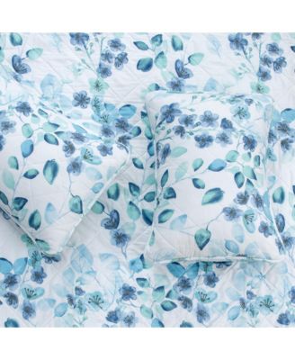 Watercolor Leaves Microfiber Quilt Set With Shams
