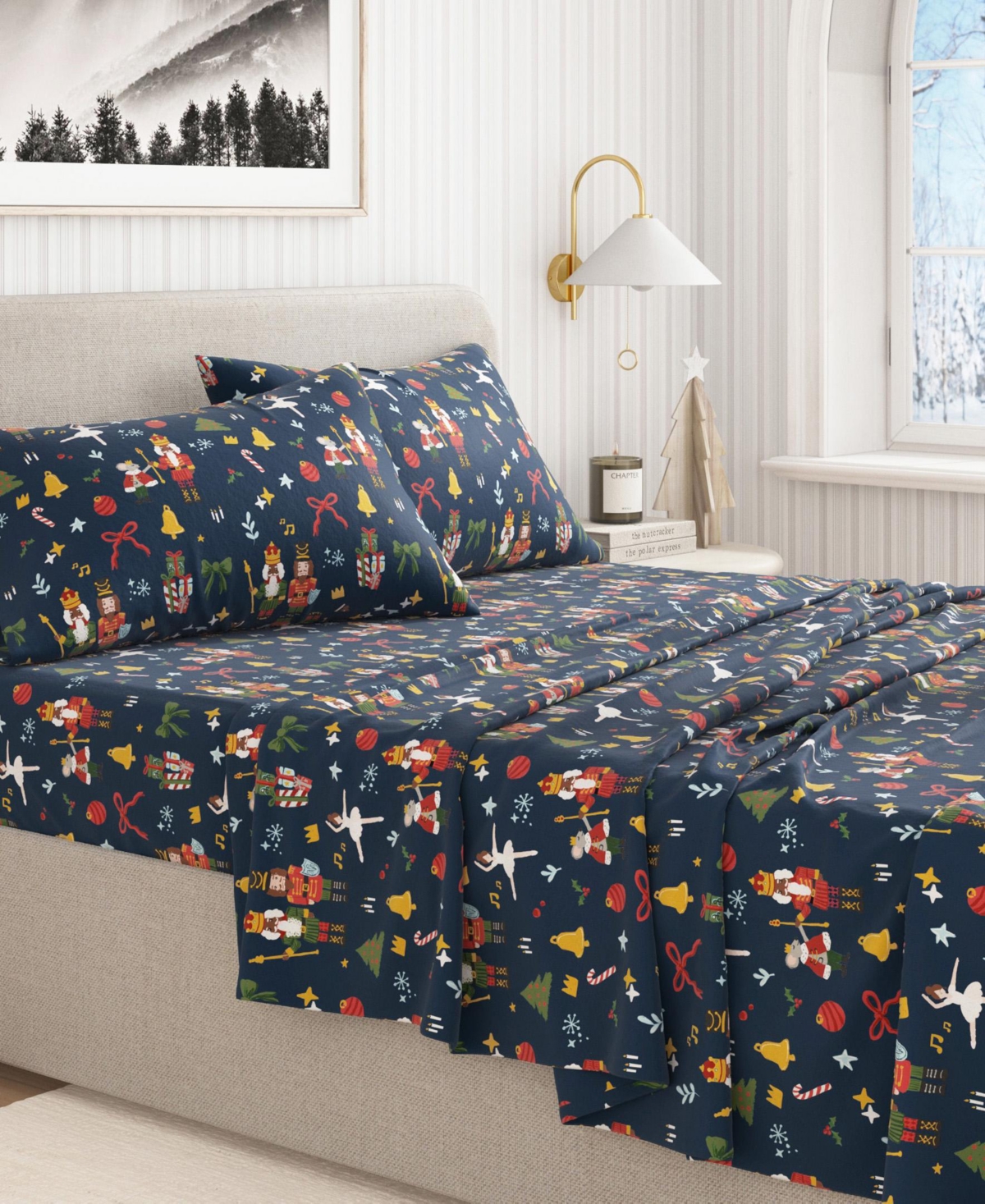 Linery & Co. Ultra-Soft Turkish Cotton Flannel Christmas Print Sheet Set