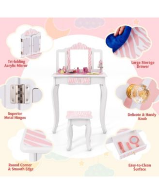 Kids Vanity Set with Drawer and 3 Makeup Accessories