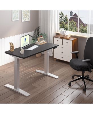 E7-COMMERCIAL 48  W Electric Adjustable Standing Desk, Rectangular Chipboard Top, White Base