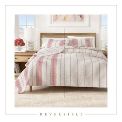 Farmhouse Stripe Microfiber Quilt Set With Shams