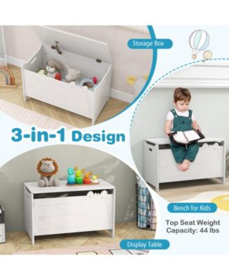 Wooden Kids Toy Box with Safety Hinge