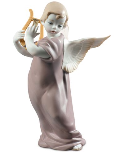 Lladró Porcelain Angel With Lyre Figurine