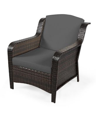 5 Piece Outdoor Patio Rattan Conversation Sofa Furniture Set w/ Cushions