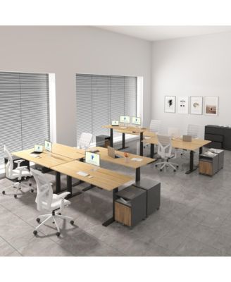 E7-COMMERCIAL 72  W Electric Adjustable Standing Desk, Bamboo Top, Black Base