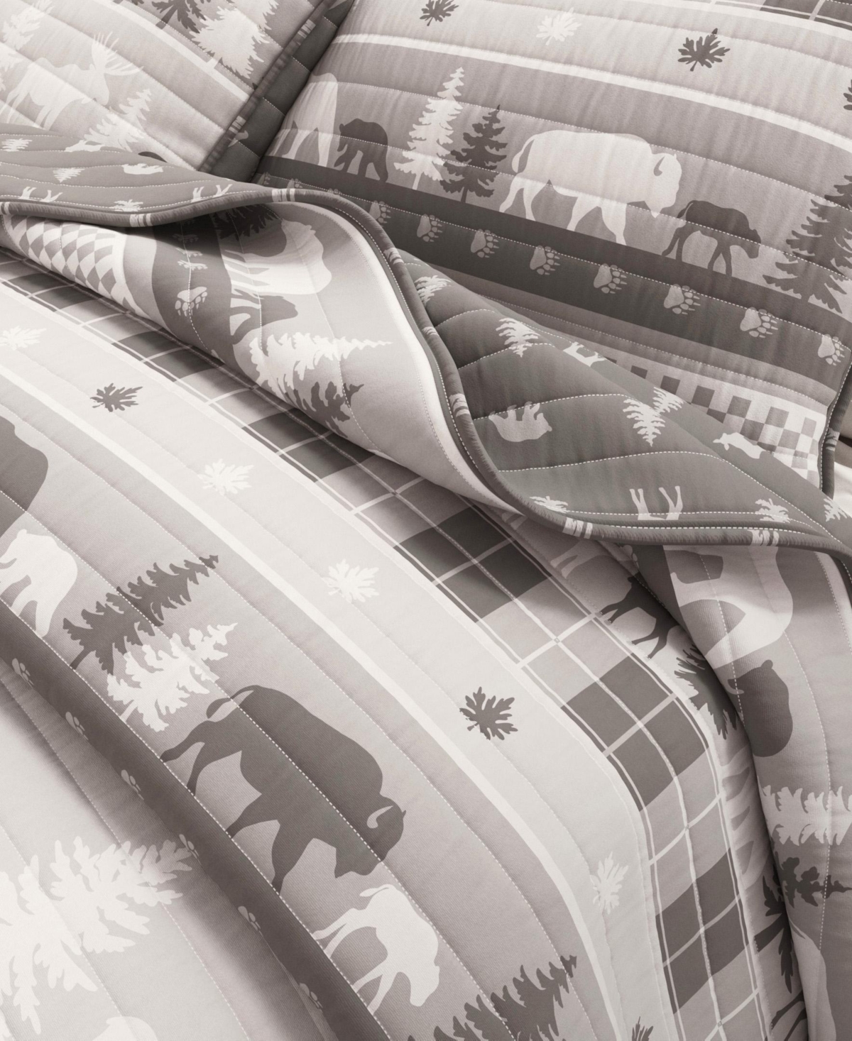 Rustic Woodland Reversible Microfiber Quilt Set with Shams