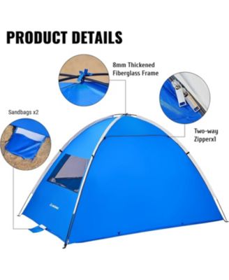 Beach Tent Sun Shelter for 3 Person, Beach Canopy Sun Protection UPF 50+, Easy Setup & Lightweight & Portable Cabana Tent Sun Shade for Baby Toddler Kid Adult