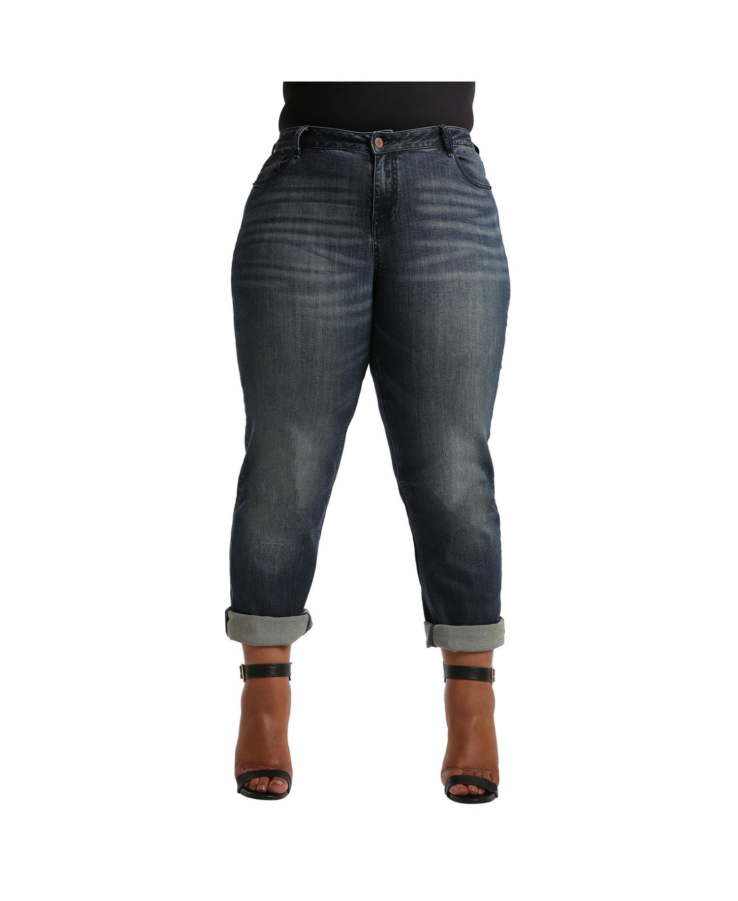 Plus Size Curvy-Fit Rolled Cuff Boyfriend Jeans