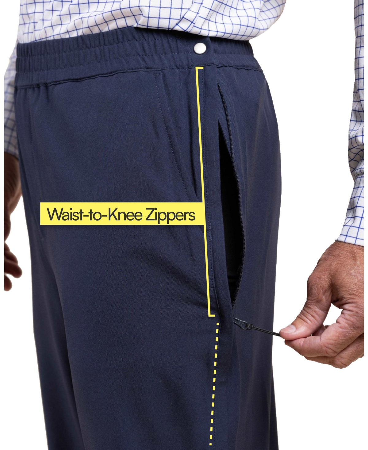 Joe & Bella Men's Carezips Adaptive Three-zipper Adaptive Pants. In Dark Navy