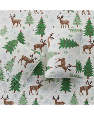 Christmas Trees Microfiber Quilt Set With Shams