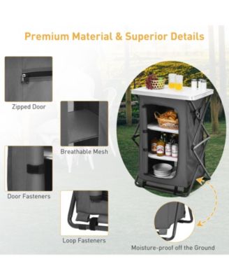 Folding Pop-Up Cupboard Compact Camping Storage Cabinet with Bag