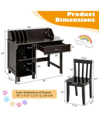 Kids Wooden Writing Furniture Set with Drawer and Storage Cabinet