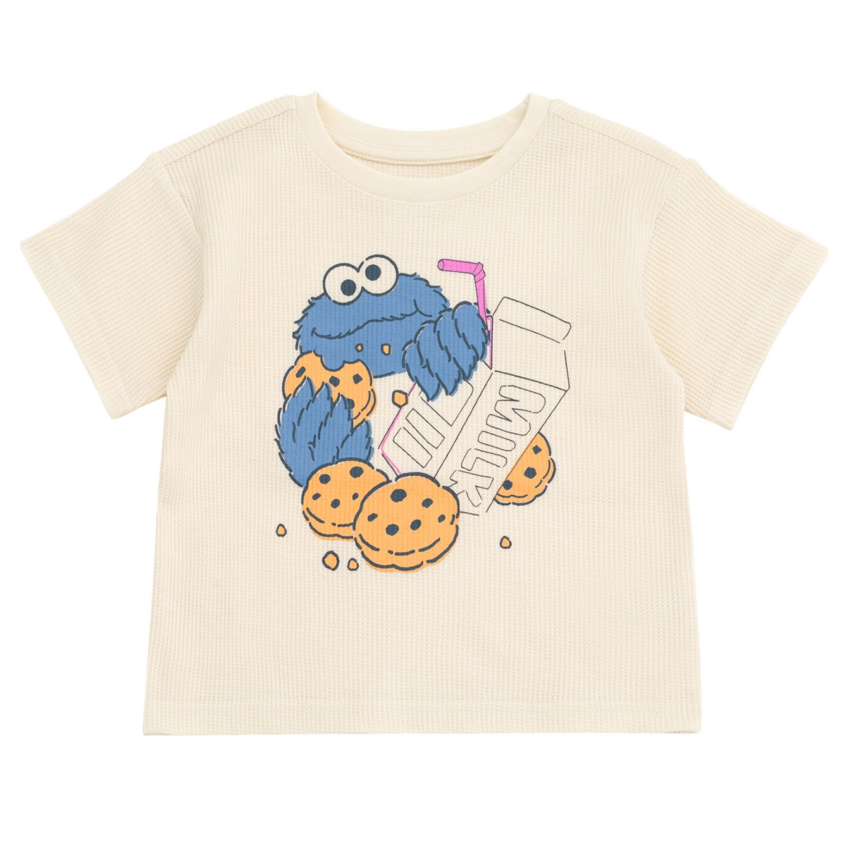 Sesame Street Toddler Boys Cookie Monster Waffle Knit T-Shirt and Shorts Outfit Set