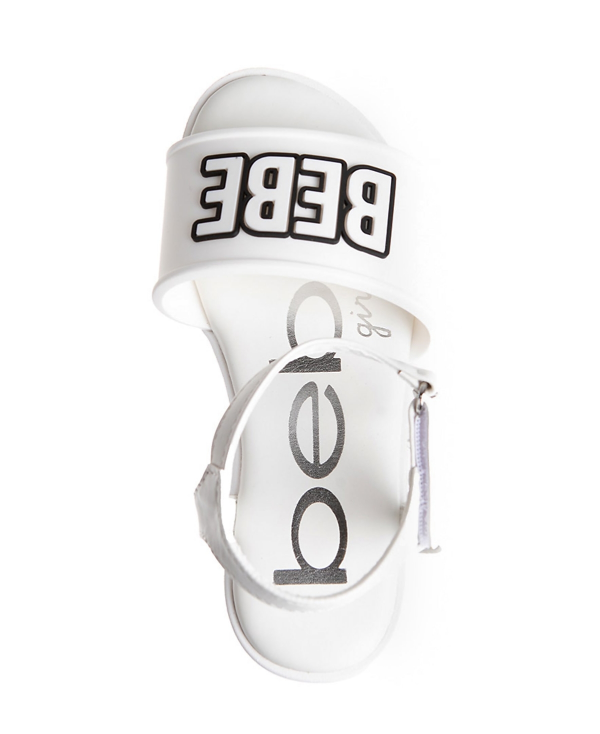 Bebe Little Girls Flat With Rhinestone Dangle Charm Sandals In White