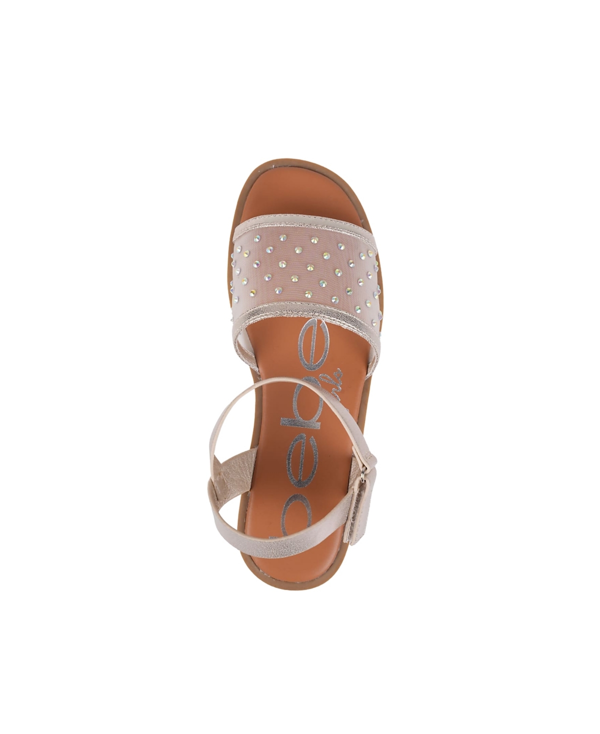 Bebe Little Girls Sparkly Fashion With Rhinestone Sandals In Nude