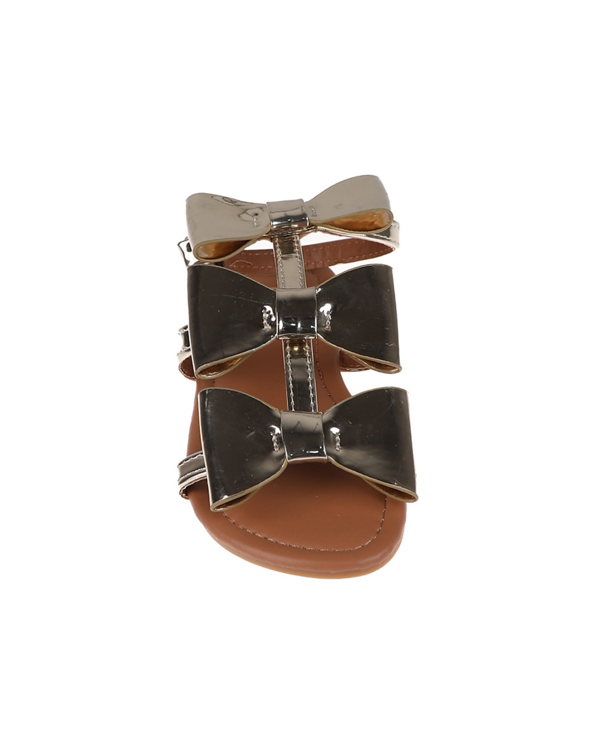 Bebe Little Girls Comfortable And Stylish Flat With Oversized Bows Sandals In Light Gold
