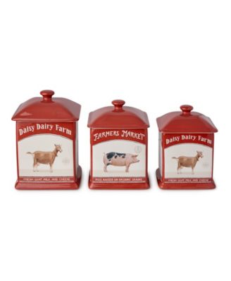 Vintage Farm Square Canisters, Set of 3