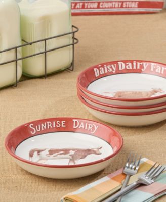 Vintage Farm Soup Bowls, Set of 4, Service for 4