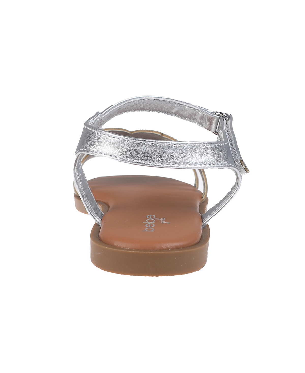 Bebe Little Girls Flat With Butterfly Rhinestone Welt Sandals In Silver