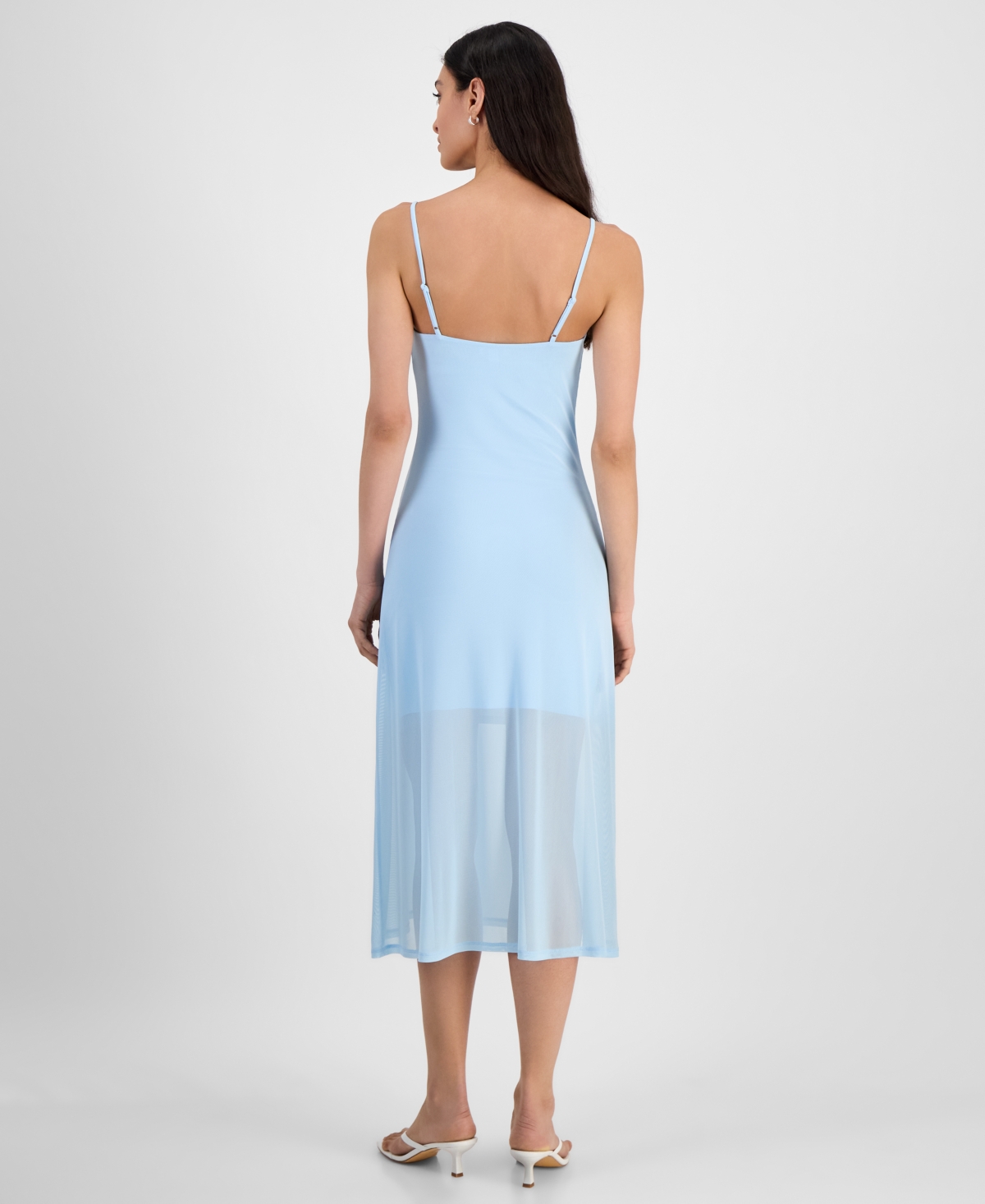 Bar Iii Women's Mesh Midi Slip Dress, Exclusively At Macy's In Oasis Blue