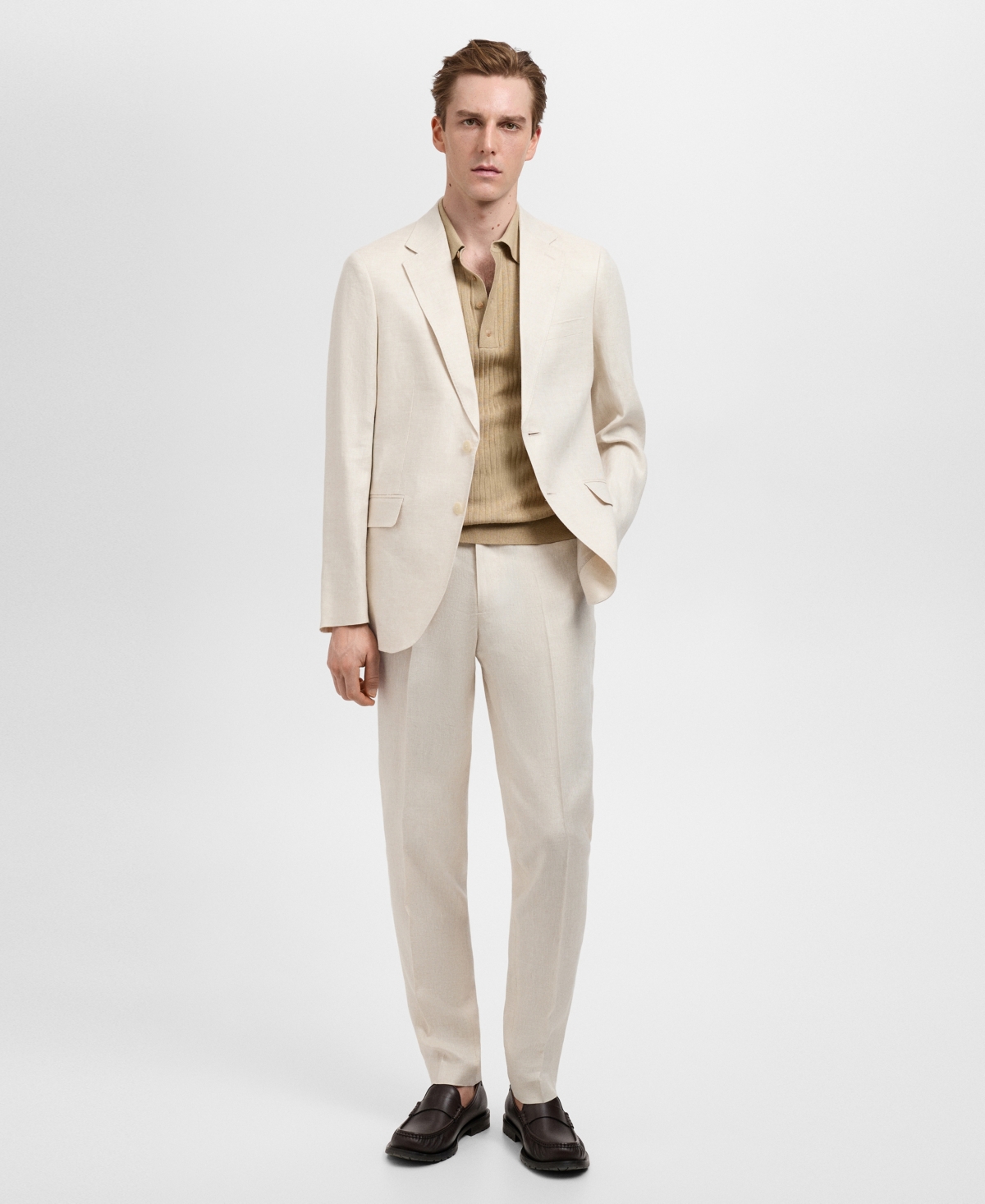 Mango Slim Fit Suit Pants In Neutral
