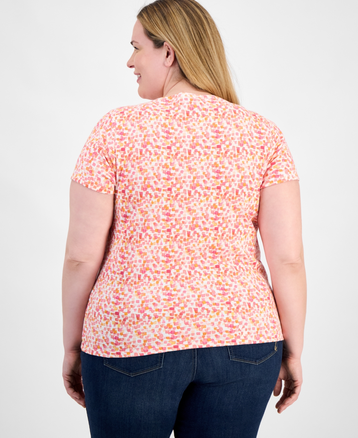 Style & Co Plus Size Printed Henley Top, Exclusively At Macy's
