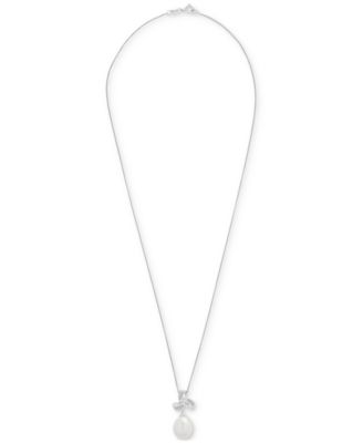 Cultured Freshwater Pearl & Diamond (1/10 ct. t.w.) Pendant Necklace & Drop Earrings Set in Sterling Silver