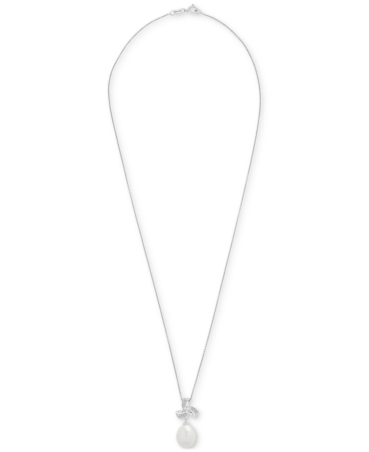 Macy's Cultured Freshwater Pearl & Diamond (1/10 Ct. T.w.) Pendant Necklace & Drop Earrings Set In Sterling In Silver