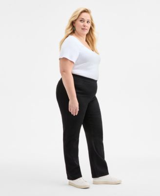 Plus Size Straight-Leg Pull-On Jeans, Exclusively at Macy's