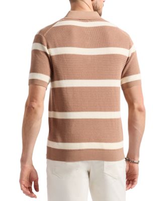 Men's Winder Textured Striped Polo Sweater