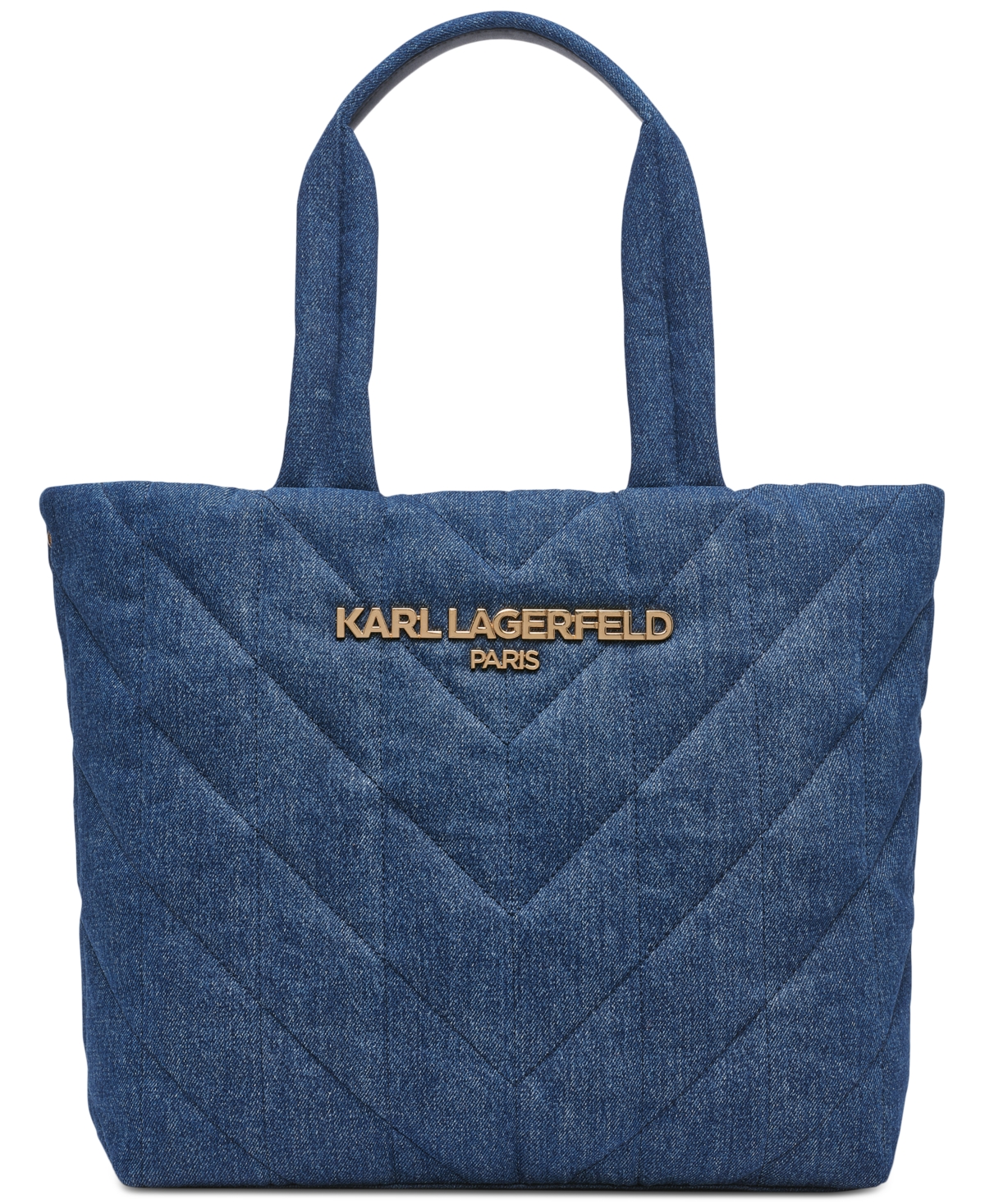 Voyage Large Quilted Denim Tote Bag - Washed Denim